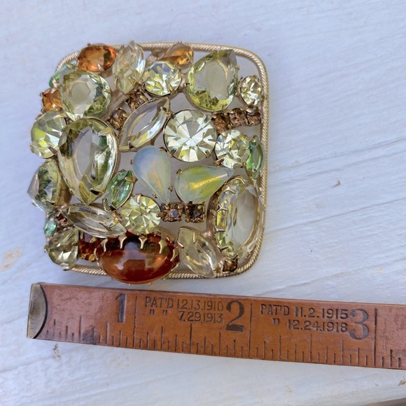 Vintage D & E Juliana square citrine brooch - Picture 5 of 6